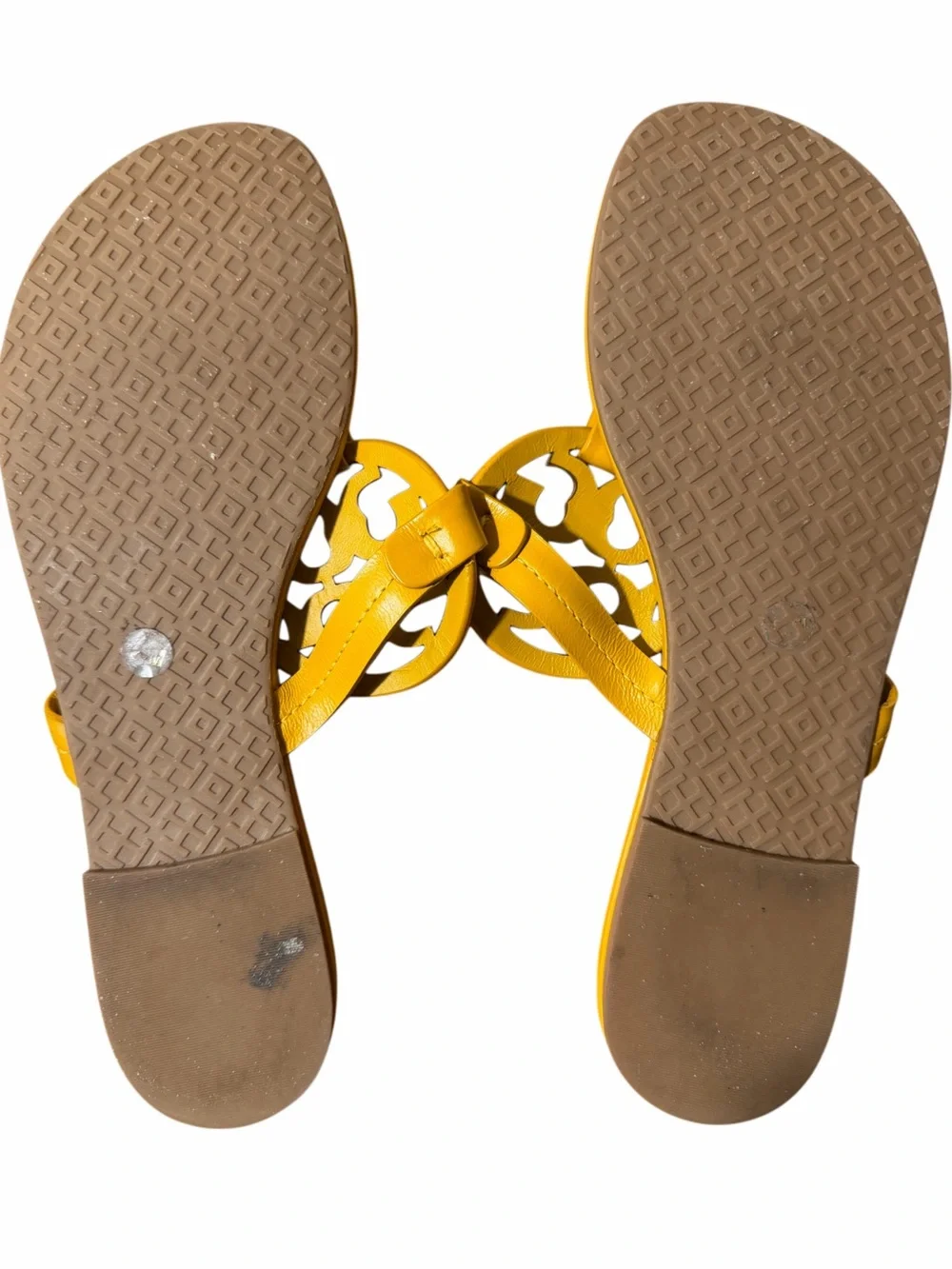 Tory Burch Leather Logo Thong Sandals in Mustard
